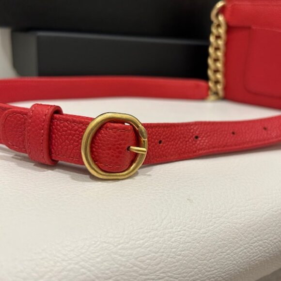 Chanel Red Quilted Caviar Leather Chic Affinity Belt Bag - Picture 7 of 16